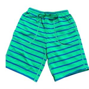 Hanna Andersson Green and Blue Striped Shorts | Size 8 | Like New